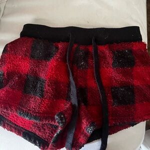 Red pajama shorts fuzzy